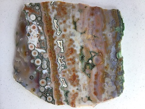 Large polished slab from Madagascar Minerals, ~8in wide, Front