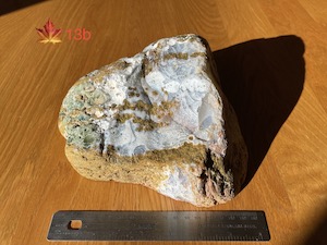 Faced and polished water-worn boulder, 20x18.5x10.5cm, 3.6kg